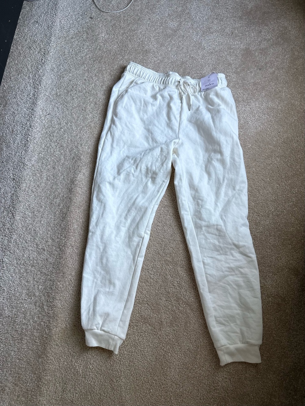 Auden White Drawstring Jogger Sweatpants